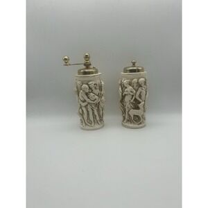 Vintage Italian Alabaster Salt & Pepper‎ Shaker Set Made In Italy